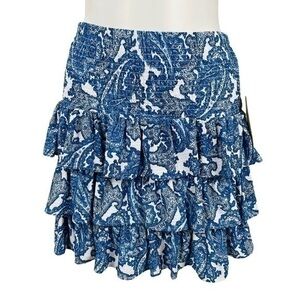 Michael Kors Skirt - NWT | Women Size Small | Ruffle Blue White Paisley